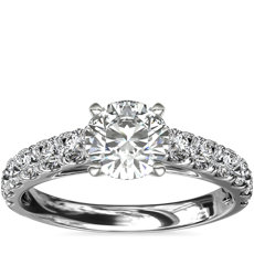 Riviera Cathedral Pavé Diamond Engagement Ring in 14k White Gold (0.46 ct. tw.)